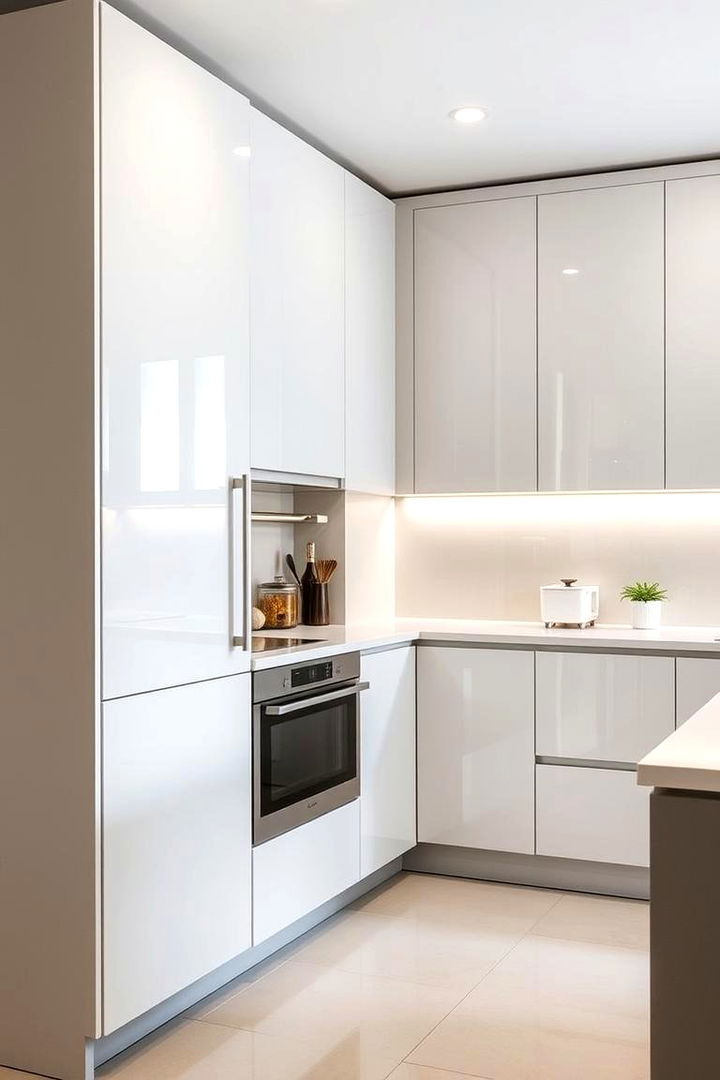 Glossy Microcement Cabinet Facades - 22 Microcement Kitchen Ideas