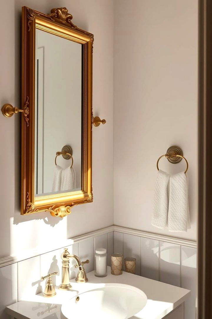 Gold Accented Mirrors and Frames - 22 Gold Bathroom Ideas