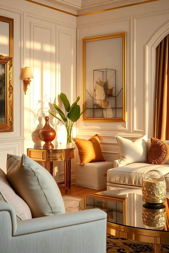 Gold Accents and Metallic Finishes - 22 Art Deco Living Room Ideas