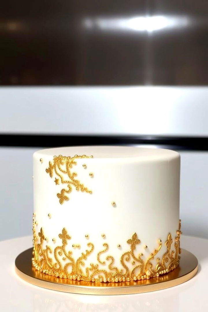 Gold Embellished Cake - 22 Small Wedding Cake Ideas