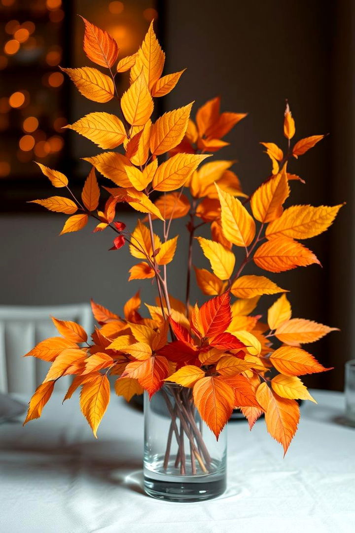 Golden Autumn Leaves Centerpiece - 22 Fall Decor Ideas