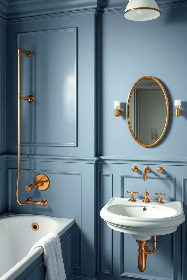 Golden Hardware Brilliance - 22 Blue and Gold Bathroom Ideas