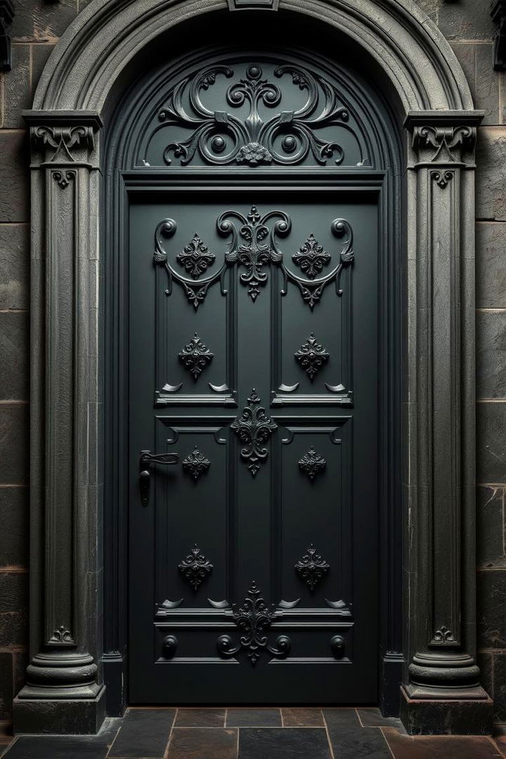 Gothic Grey Drama - 22 Grey Front Door Ideas