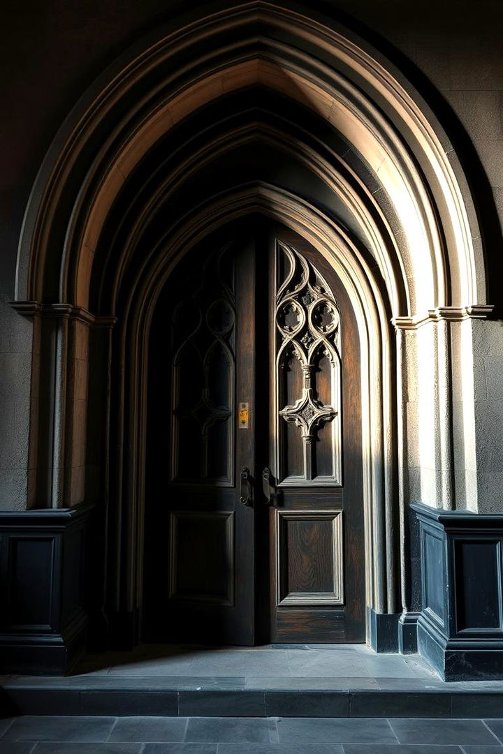 Gothic Mystique with Arched Details - 22 Gothic Front Door Ideas