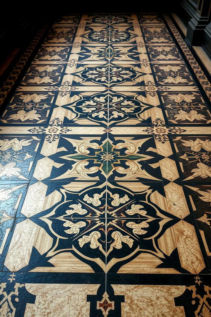 Gothic Patterned Flooring - 22 Gothic Bedroom Ideas