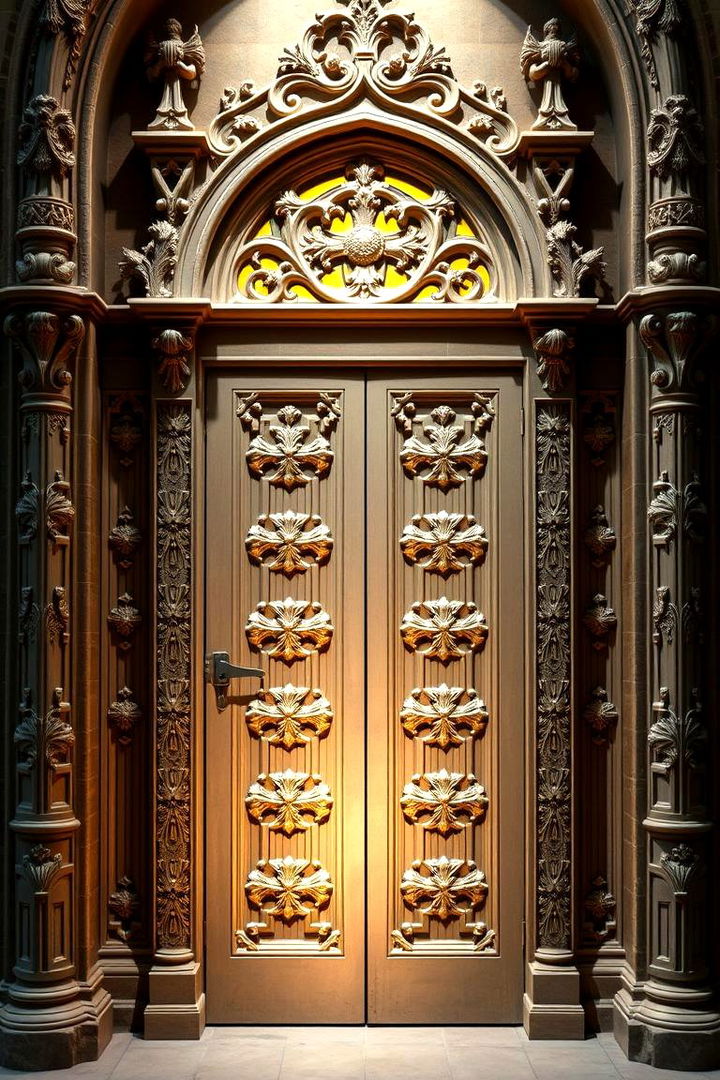 Gothic Revival with Elaborate Carvings - 22 Gothic Front Door Ideas