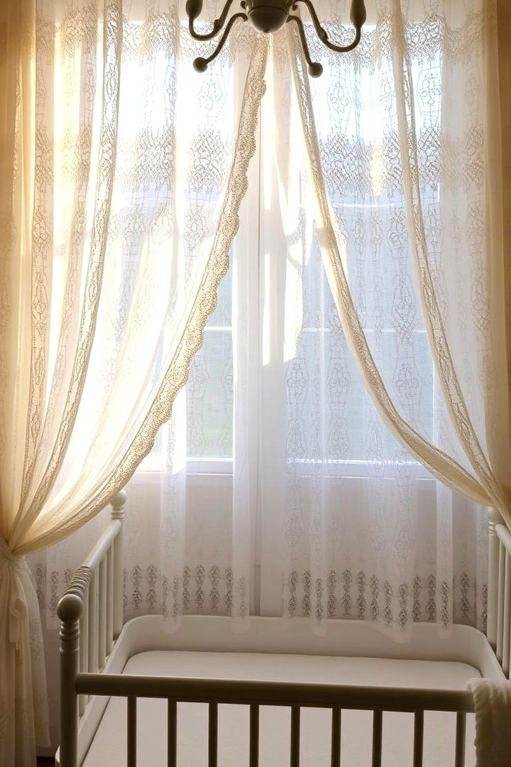 Graceful Lace Curtains and Drapes - 22 Vintage Nursery Ideas