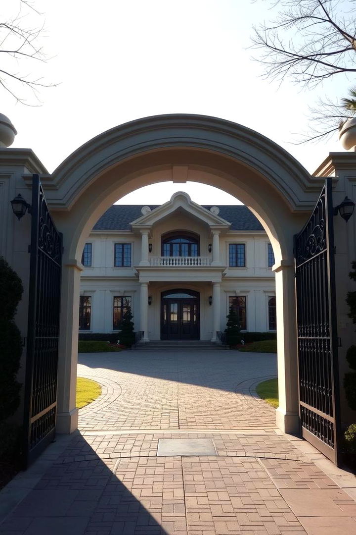 Grand Entrance with Archway Gate - 22 Driveway Gate Ideas