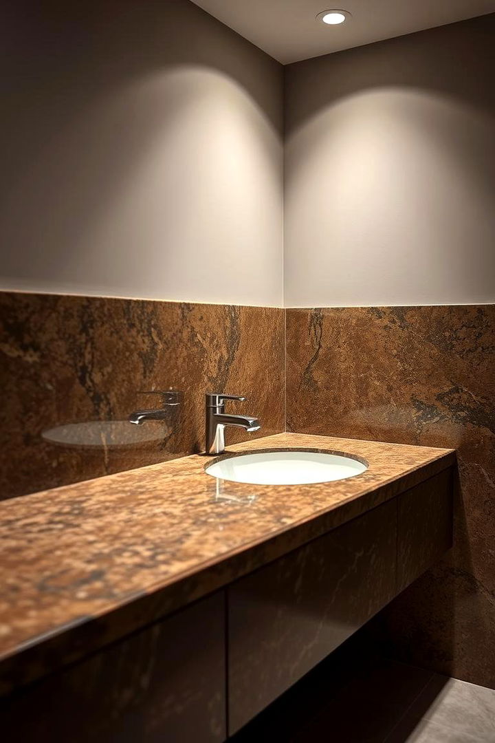 Granite Accents in Subdued Light - 22 Brown Granite Bathroom Ideas