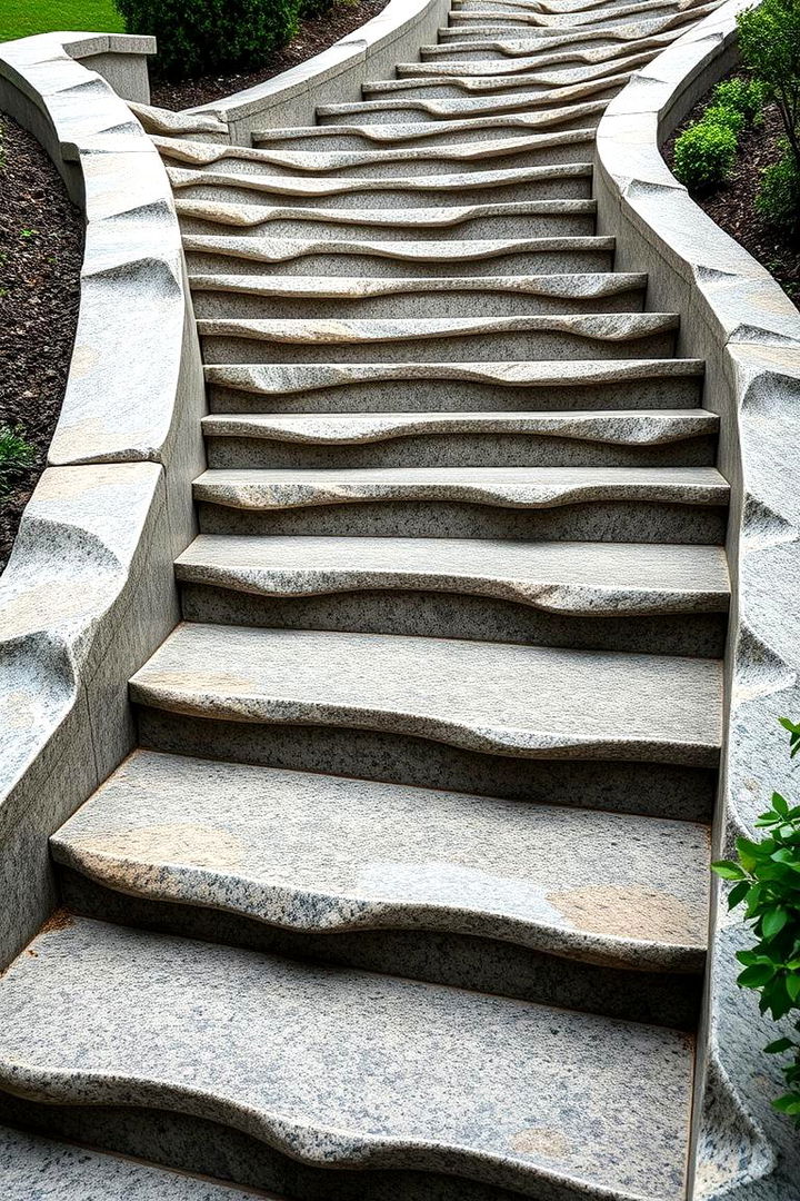 Granite Steps with Curved Flow - 22 Granite Walkway Ideas