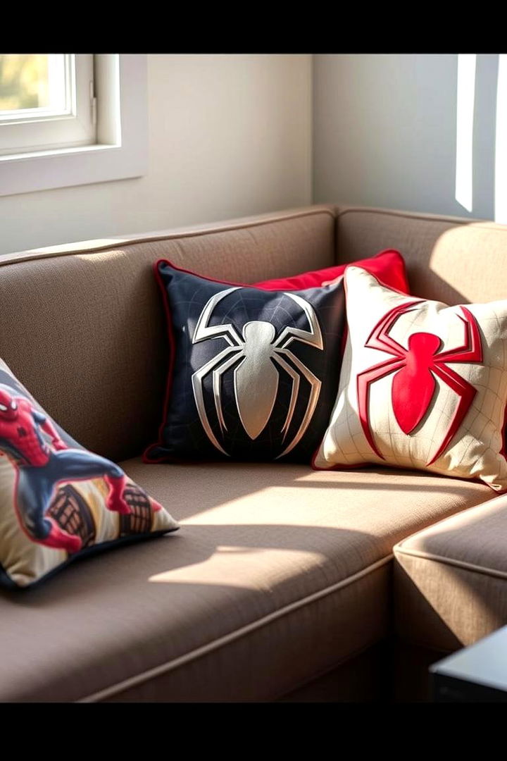 Graphic Throw Pillows - 22 Spiderman Room Decor Ideas