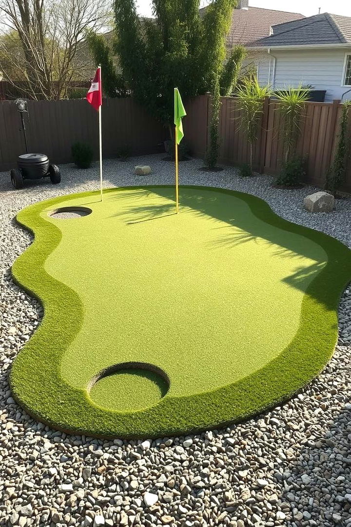 Gravel Surrounds with Flagstick Hole Variation - 22 Backyard Putting Green Ideas