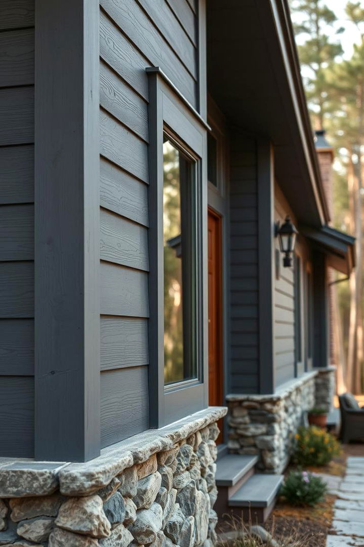 Gray and Natural Texture Fusion - 22 Gray Exterior House Paint Ideas