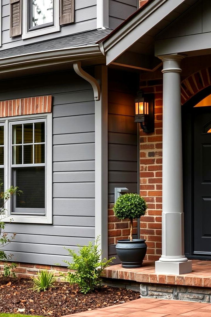 Gray with Brick Accents Harmony - 22 Gray Exterior House Paint Ideas