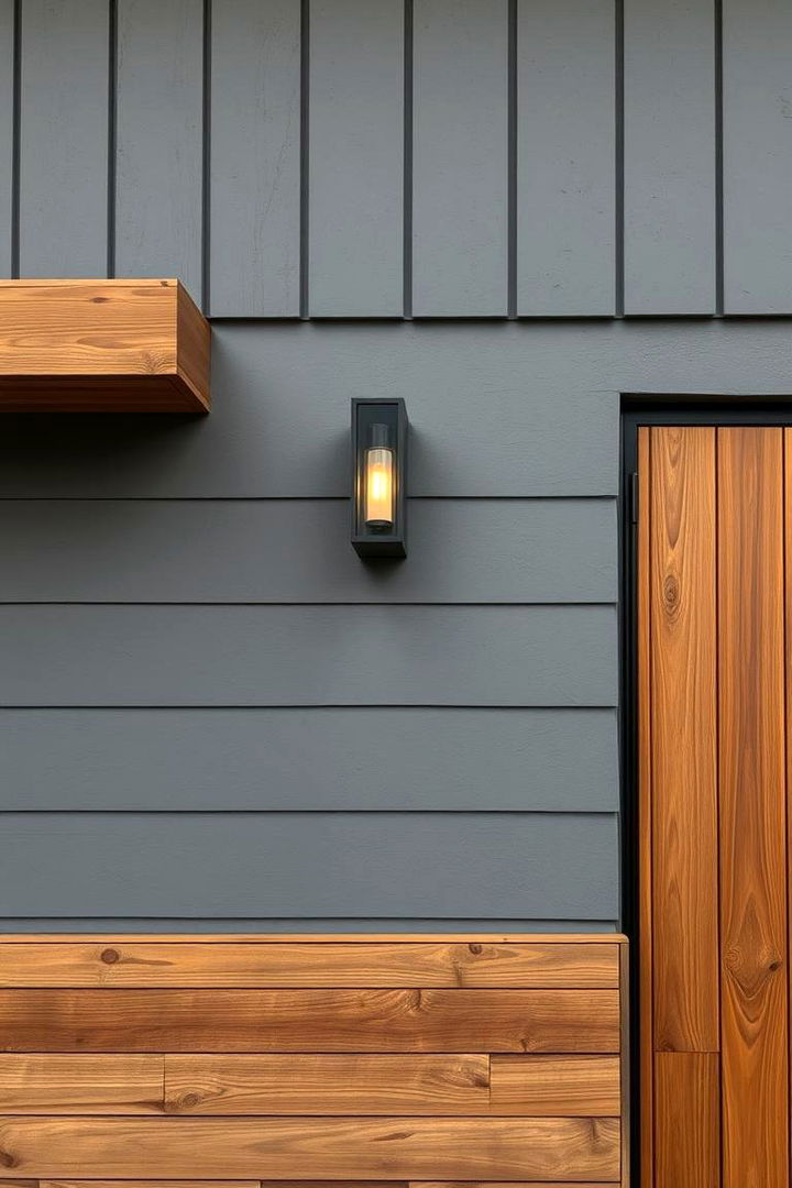 Gray with Wooden Elements - 22 Gray Exterior House Paint Ideas