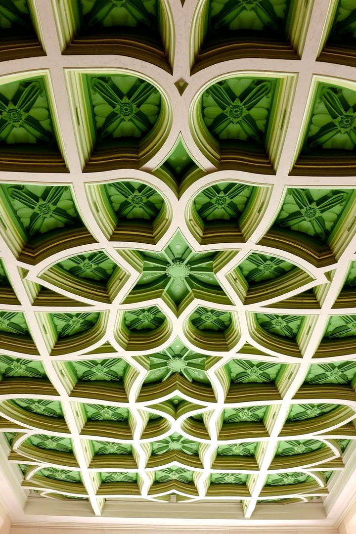 Green Geometric Patterns - 22 Green Ceiling Ideas