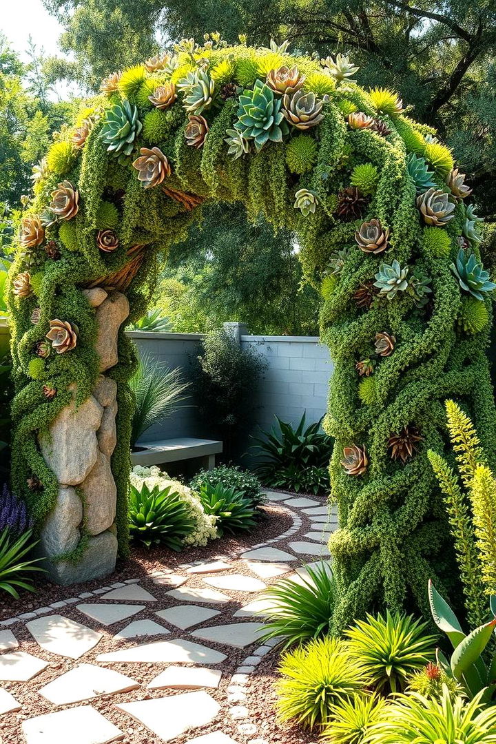Green Living Arch with Succulents - 22 Garden Arch Ideas