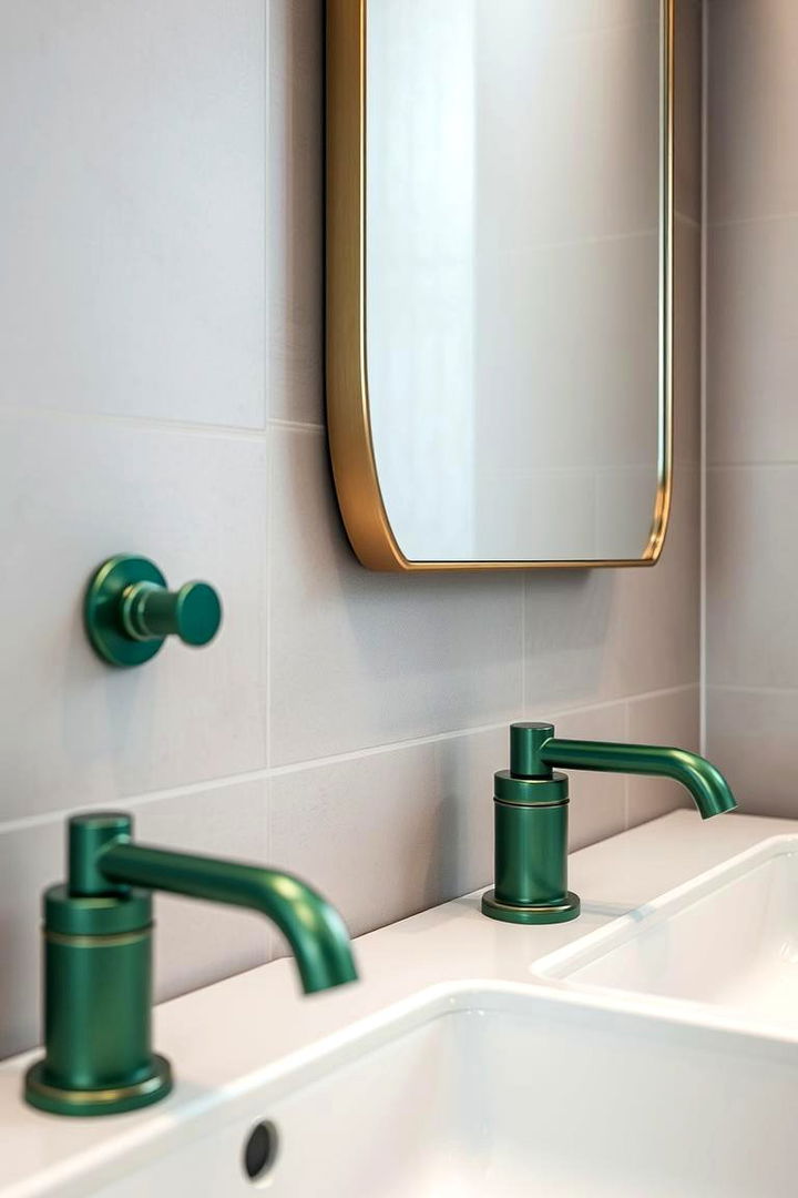 Green Metal Accents - 22 Small Green Bathroom Ideas