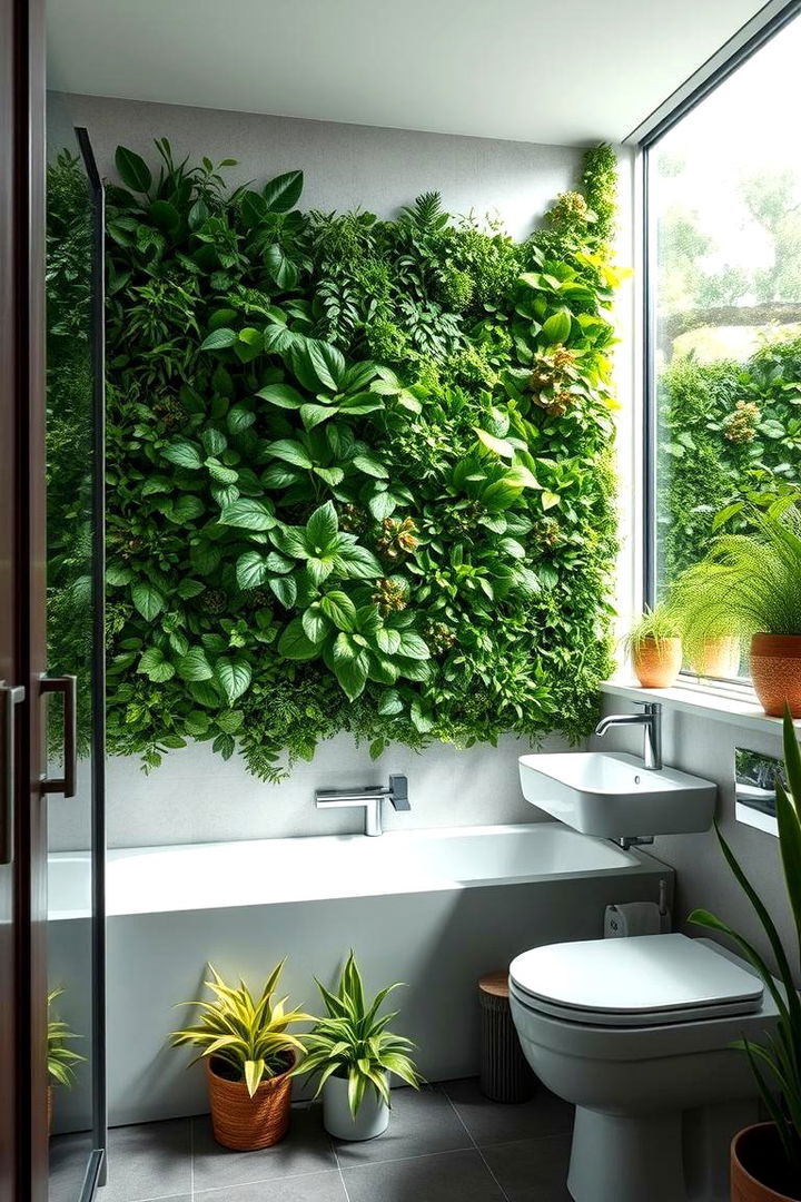 Green Walls as Living Art - 22 Green Bathroom Ideas