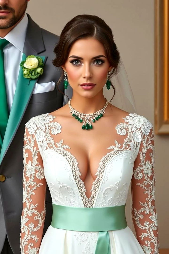 Green Wedding Attire Accents - 22 Emerald Green Wedding Ideas