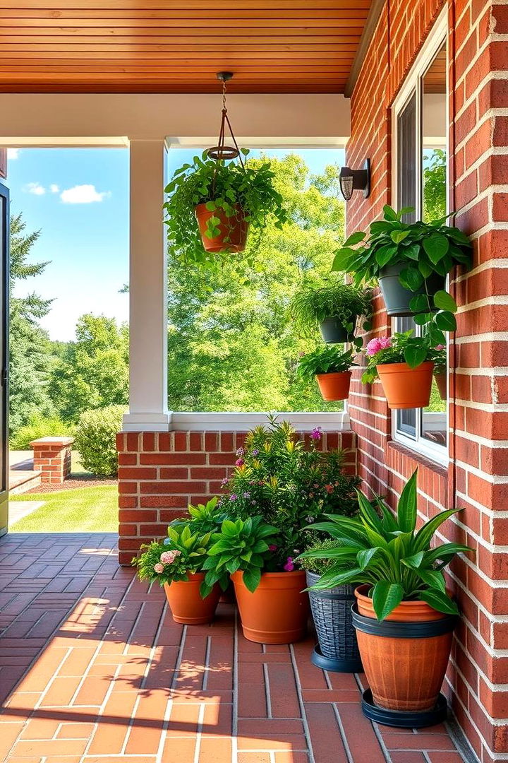 Greenery Enhanced Brick Porches - 22 Brick Porch Ideas