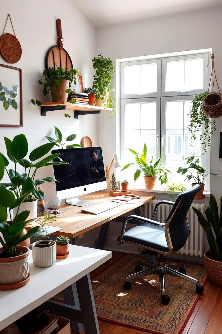 Greenery and Earthy Touches - 22 Rustic Home Office Ideas