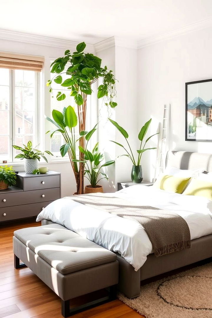Greenery and Grey Accents - 22 Green and Grey Bedroom Ideas