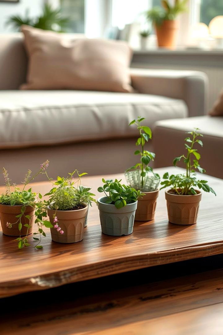Greenery and Herb Pots - 22 Coffee Table Centerpiece Ideas