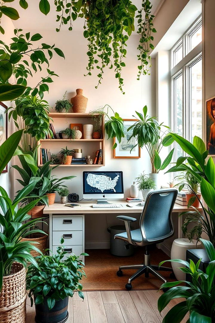 Greenery and Indoor Plants - 22 Home Office Ideas for Him