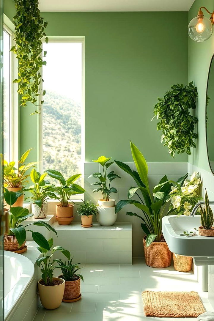 Greenery and Indoor Plants - 22 Yellow and Green Bathroom Ideas