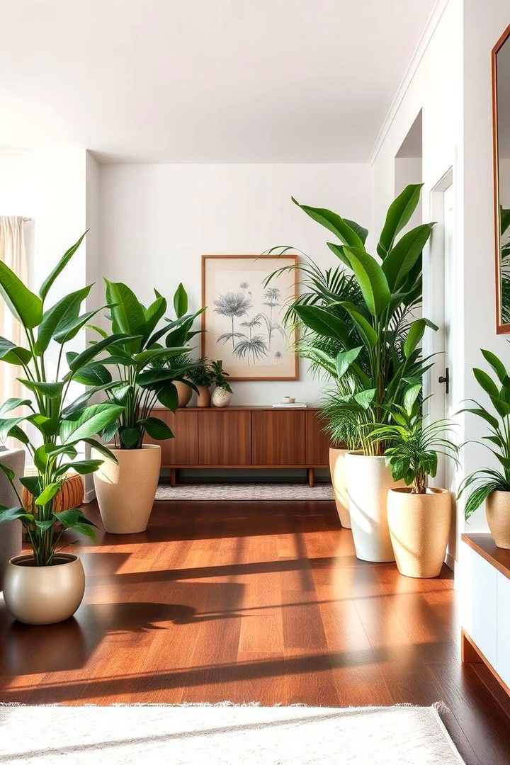 Greenery as Focal Points - 22 Dark Brown Floor Living Room Ideas