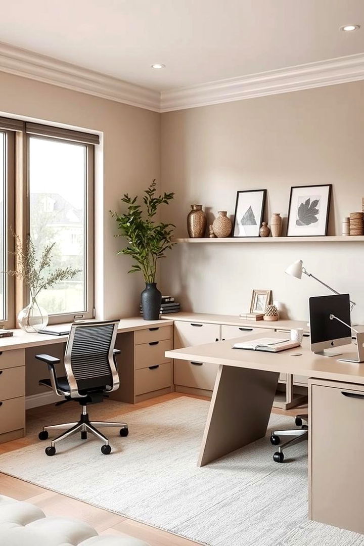 Greige Office Spaces for Focused Work - 22 Greige Interior Design Ideas