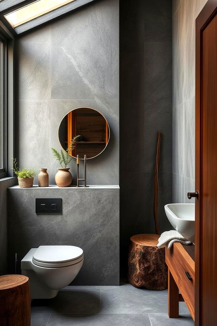 Grey Accents with Wood and Natural Elements - 22 Grey Bathroom Ideas