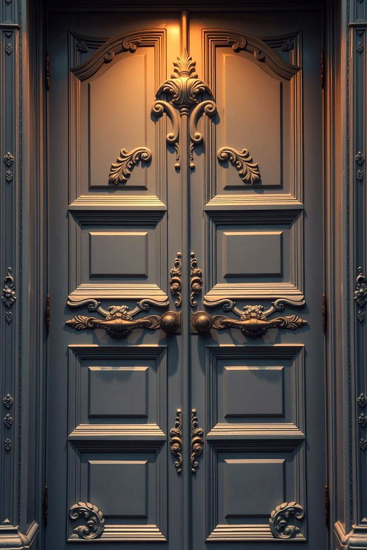 Grey with Intricate Details - 22 Grey Front Door Ideas