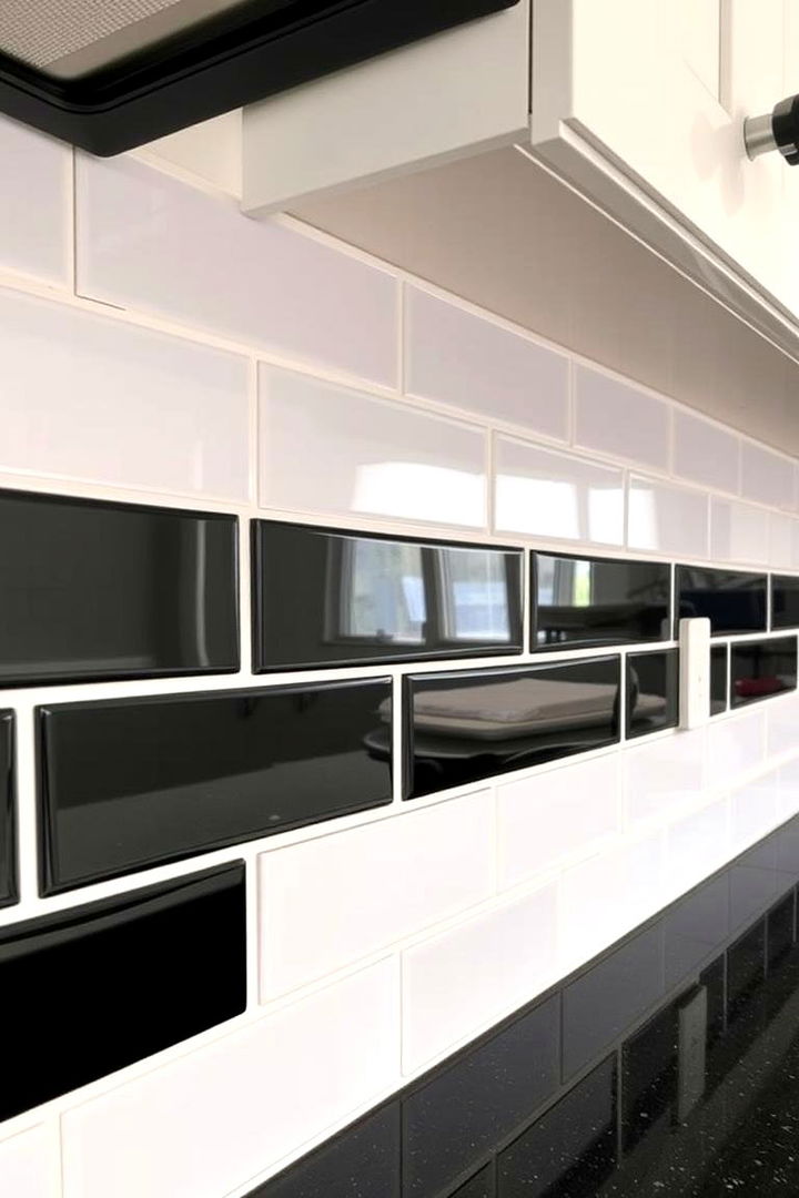 Grout Accent Detailing - 22 Black and White Kitchen Backsplash Ideas
