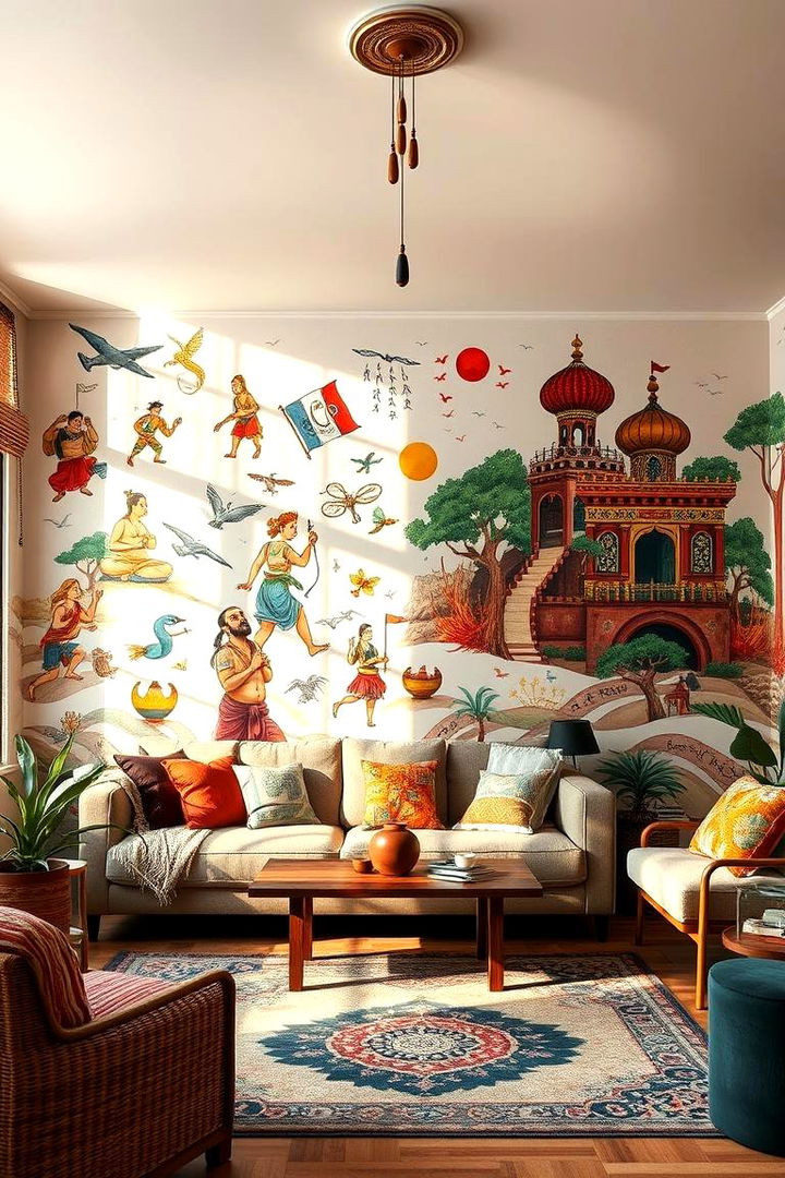 Hand Painted Accent Murals - 22 Southwest Living Room Ideas