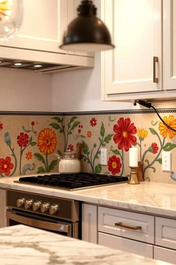Hand Painted Artisan Touch - 22 Modern Kitchen Backsplash Ideas