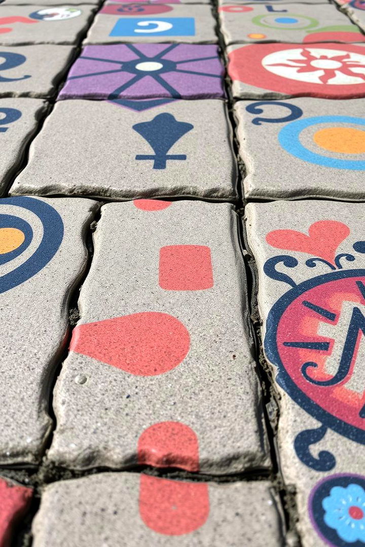 Hand Painted Artistic Touches - 22 Concrete Paver Walkway Ideas