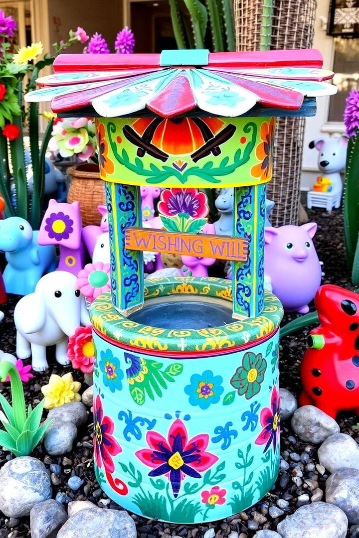 Hand Painted Colorful Wishing Well - 22 Outdoor Wishing Well Garden Ideas