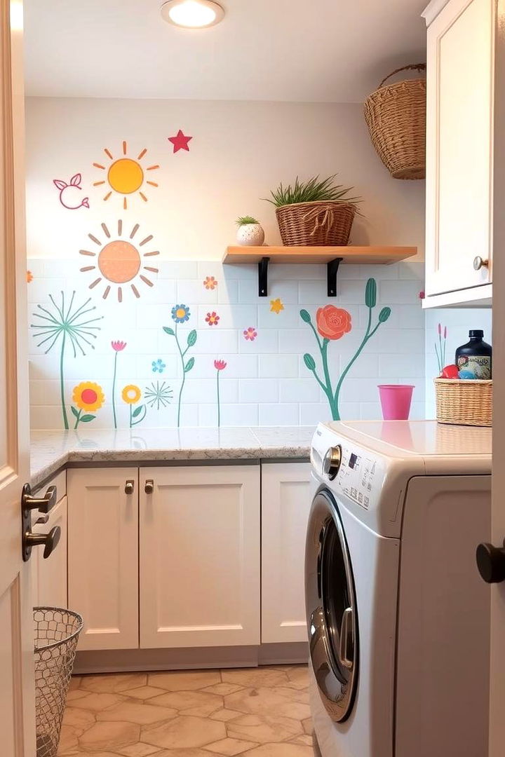Hand Painted Flair - 22 Laundry Room Backsplash Ideas