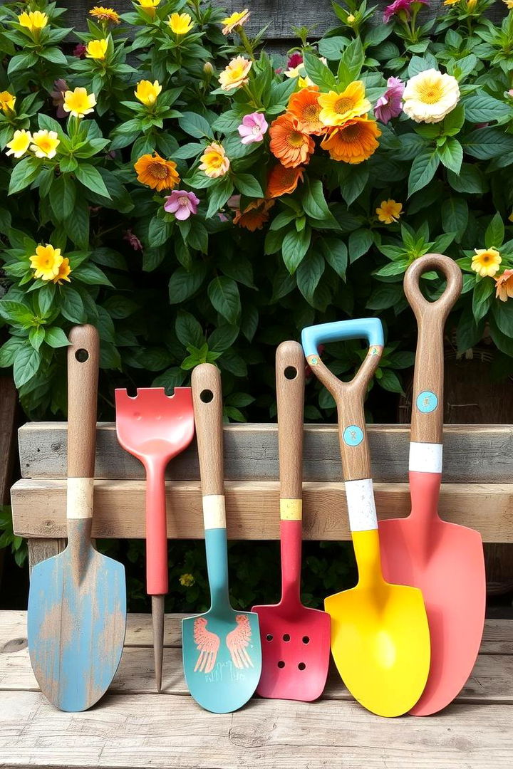 Hand Painted Garden Tools - 22 Garden Art Ideas