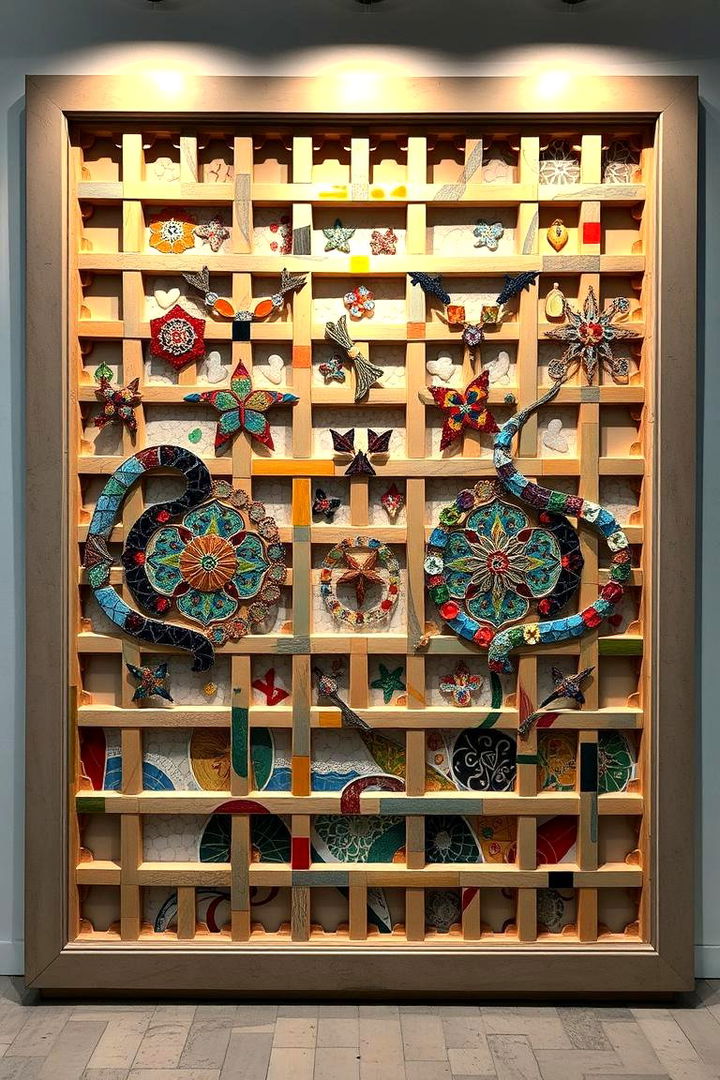 Hand Painted Mosaic Lattice Display - 22 Lattice Fence Ideas