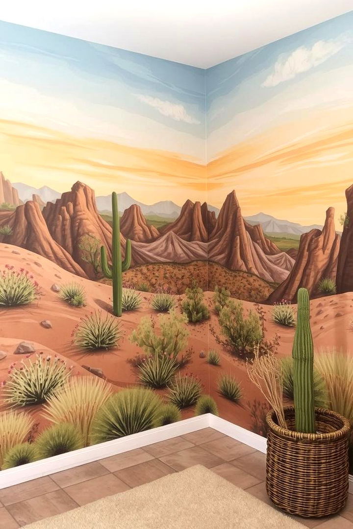Hand Painted Mural Accents - 22 Desert Themed Room Ideas
