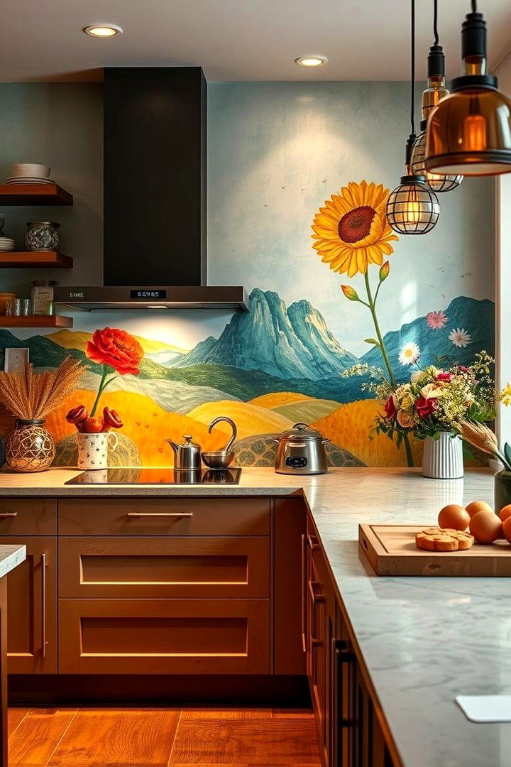 Hand Painted Mural Splashback - 22 Kitchen Splashback Ideas