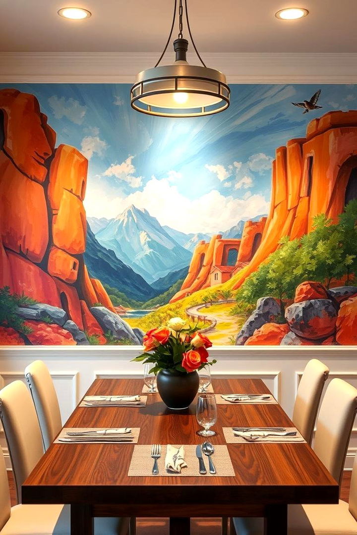 Hand Painted Murals - 22 Dining Room Wall Decor Ideas