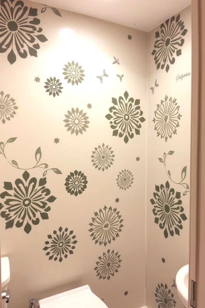 Hand Painted Stenciled Designs - 22 Bathroom Wall Ideas
