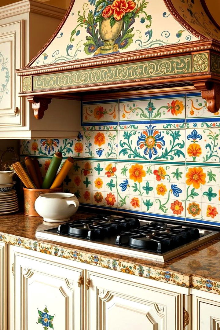 Hand Painted Tile Detailing - 22 Italian Kitchen Design Ideas