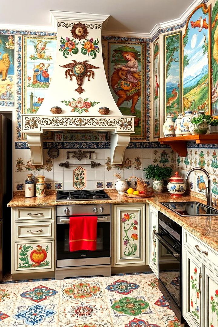 Hand Painted Tiles and Murals - 22 Tudor Kitchen Ideas