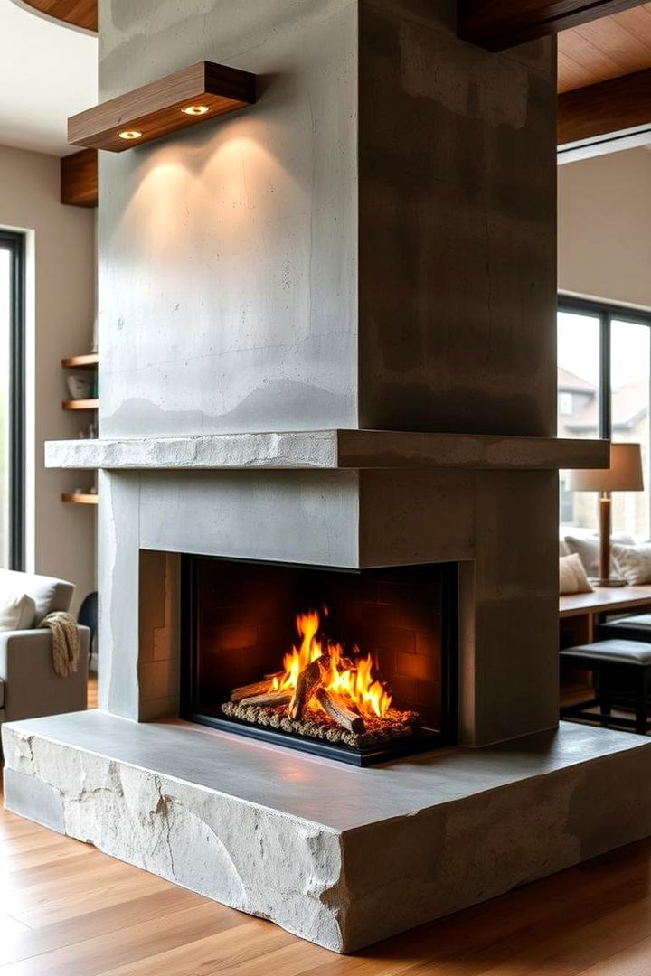 Hand Poured Concrete Fireplace Art - 22 Concrete Fireplace Ideas