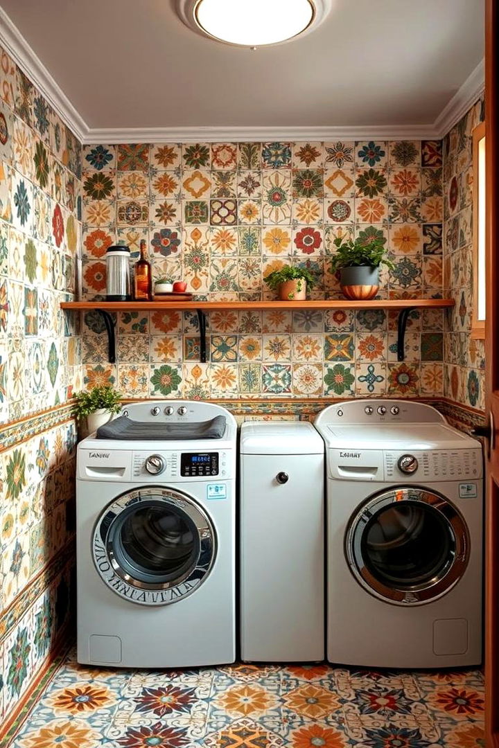 Hand painted Artisan Tiles - 22 Laundry Room Tile Ideas